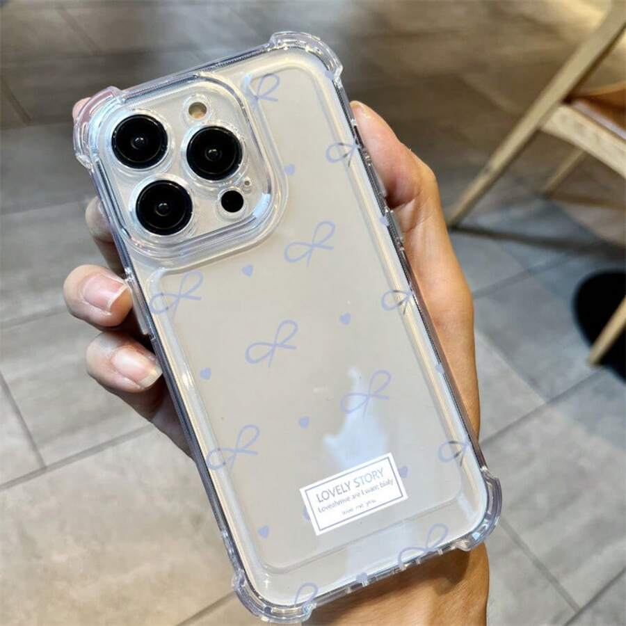 Fundas Para Celular Compatible Con OPPO RENO 7/11/12/05/A78/A79, MotoE15/E13/G14/G24, 13/12/11/16/17/15/14, Galaxy A15/A35/A55/S25/S24/S23, Honor/redmi, TPU Shell De Diseño Con Lazo Azul, Perfectas Para Halloween, San Valentín O Regalos De Navidad - transparente - Ver 1