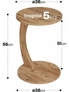 sugodesign Couchtisch mit Rollen, Kleiner Beistelltisch C Form, Beistelltisch Couch, stylischer Sofatisch in schöner Nussbaum Holz Optik, runder Ablagetisch ideal für Couch und Wohnzimmer, C Form