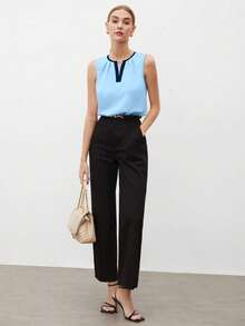 MARILYN MONNA New Women's Elegant And Romantic Urban Chic Versatile Office Wear Blouse, Suitable For Wedding Guest, Party, Concert, Brunch, Airport, Daily Fashion, Black Block Off Shoulder Top - 淺藍色 - 查看 7