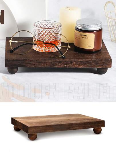 Farmhouse Wooden Riser Stand With Base Multi Size Soap Tray For Kitchen Bathroom Counter Decor Plant Candle Vase Display