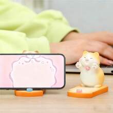 Soporte de teléfono con mascota de dibujos animados lindo, con soporte estable, ajuste de múltiples ángulos, decoración de escritorio, pequeños artículos para regalo y uso personal