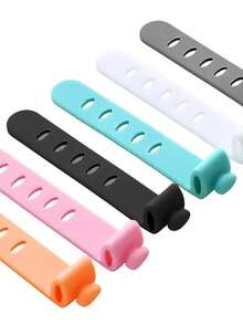 3pcs 5-Hole Silicone Cable Organizer: Keep Your Headphones, Chargers, And Data Cables Neatly Organized And Easily Accessible! Reusable Silicone Cable Organizer For Storing And Managing Cables, Equipped With A Strap And Multi-Function Clip, Suitable For Keeping Food Fresh And Headphone Cables Tidy. (Random Color)
