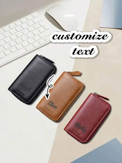 1pc Minimalist Leather Key Holder Available In Black Khaki Burgundy Fits Various Keys And Car Keys Customizable Text And Numbers Halloween Gift Car Accessories Car Key Pouch For Women For Men Money Wallet Mini Wallet Purse Wallet Small Wallet Wallet Keychain Card Wallet Coin Wallet Gifts For Women Gifts For Men Wicked Highland Cow