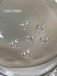 10pcs Sparkling Butterfly Zirconia Nail Art Decorations, Elegant Bowknot, Heart Rhinestone Alloy Nail Jewelry - Multicolor - View 6