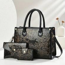 Borsa a tracolla floreale vintage da donna - Porta carte abbinato nero e viola, chiusura con cerniera dorata, tracolla regolabile e staccabile, elegante borsa da mano quotidiana, fodera in poliestere resistente, accessorio da viaggio multifunzionale