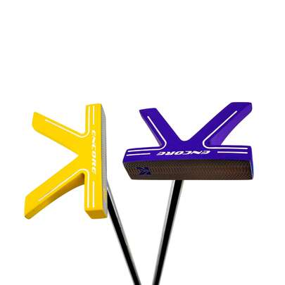 Putter Encore Lettre K 34 pouces Droitier Face usinée CNC Jaune et Violet Putter Mallet à MOI élevé pour Hommes et Femmes Cadeaux d'anniversaire de golf pour Papa, Mari, Golfeur Entraîneur de putting révolutionnaire Idée de cadeau de Noël, Fête des Pères