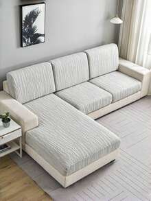 1pc Floral Plush Sofa Cover, Milk Silk Elastic Printed Sofa Slipcover, All-Season Universal Sofa Cushion Set - Light Grey - View 1