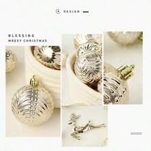 圣诞驯鹿装饰套装，多尺寸圣诞球挂饰套装，精致优雅的圣诞树挂饰，适用于节日、婚礼和派对装饰 - 香檳色 - 查看 8