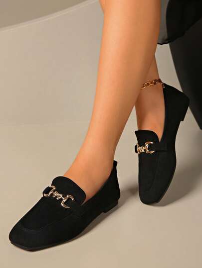 حذاء نسائي مسطح بتصميم مربع للقدم، قاعدة ناعمة، بدون ربط، موضة متعددة الاستخدامات، بتصميم كاجوال أمريكي كلاسيكي، أنيق للمكتب، باللون الأسود والبني والجلد المدبوغ، مريح للارتداء في الخارج، مناسب للكاجوال والشاطئ والحفلات والعمل، لجميع المواسم