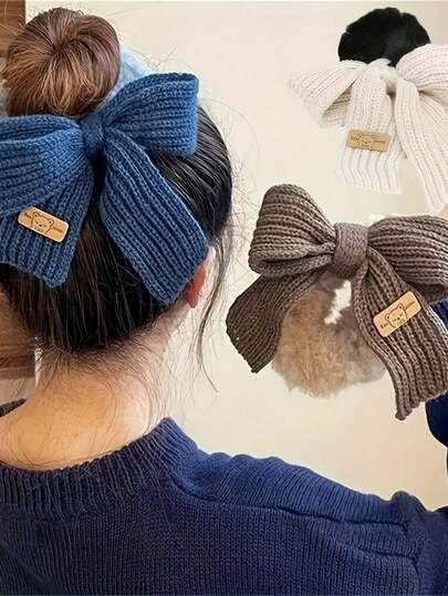 1pc Plush Big Bow Hair Ties - Soft And Comfortable Ponytail Accessories For Women, Cute Barrettes Suitable For Everyday And Formal Occasions, Bowknot Plush Large Intestine Headband Cute Headband Tied Hair With Rubber Band Headband Hair Accessory