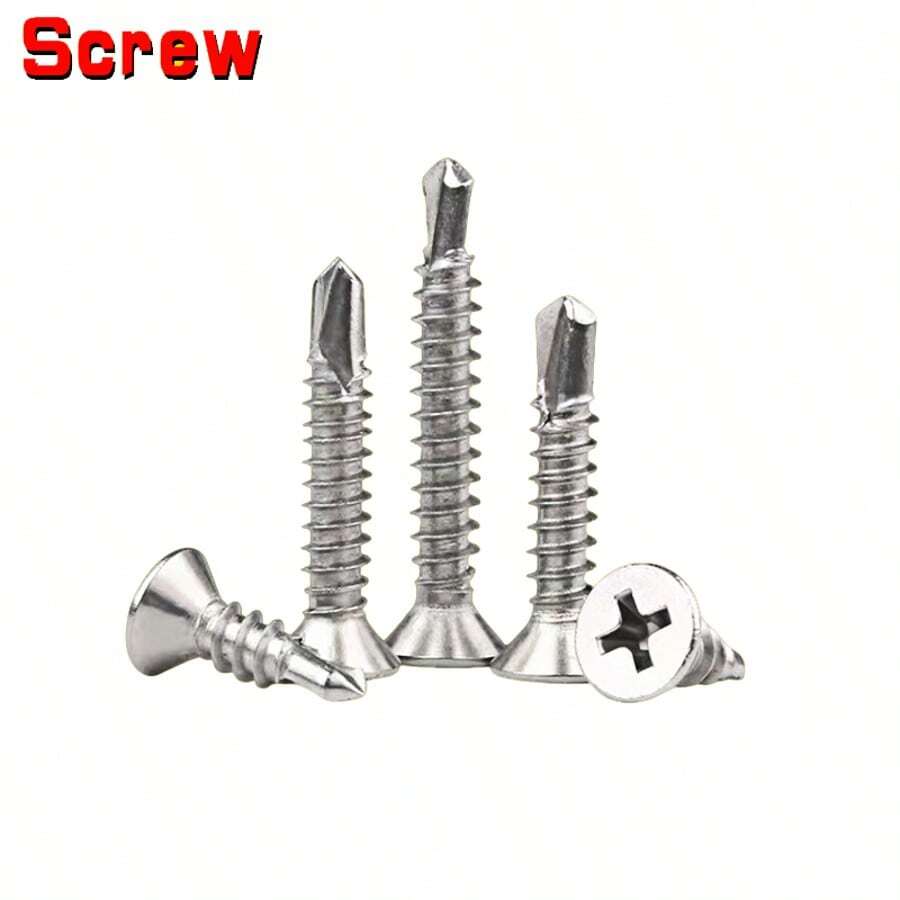 براغي ذاتية الثقب بكميات كبيرة، براغي رأس مسطح مخروطي، براغي ذاتية التثبيت، براغي ذيل ثقب متقاطع M4.2، براغي ذاتية الثقب مخروطية مطلية بالحديد المُصلّد - الأسود - مشاهدة 1