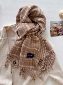 1 buc eșarfă clasică din cașmir artificial în carouri, accesoriu de modă zilnic cald și versatil, potrivită pentru decorare și protecție a gâtului