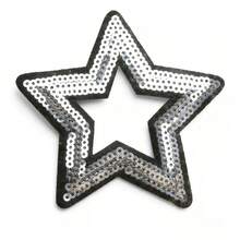 30/20-Pack Star-Shaped Iron-On Embroidered Applique Patches With Golden And Blue Sequins For Clothing And Bag Decoration