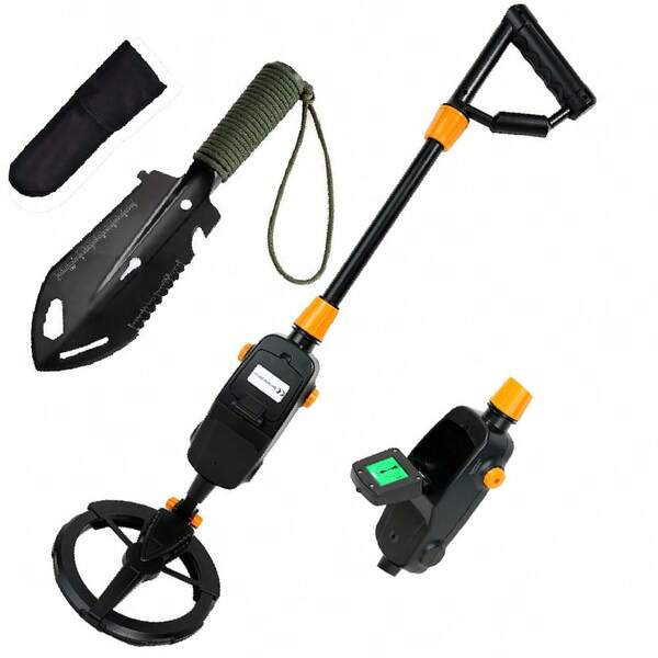 MD-1008A Metal Detector Adjustable Waterproof Metal Detector LCD Display Jewelry Coin Hunting Youth Detector Can Detect: Beach, Metal, Gold, Silver, Copper, Iron (Without Battery) With Shovel