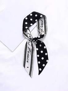 6pcs Polka Dot Solid Color Fashion Versatile Hair Bands, Women's Clothing Decor Long Scarf, Bag DIY Bow Ties, Ribbons Warm Headband Winter Hair Accessories Women Bandanas