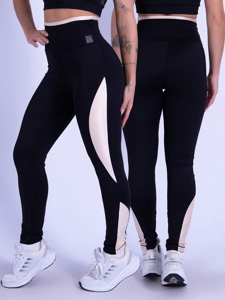 Rocca Fitness High Waist Polyamide Legging Pants Ponta Lagoinha - Màu be - Xem 1