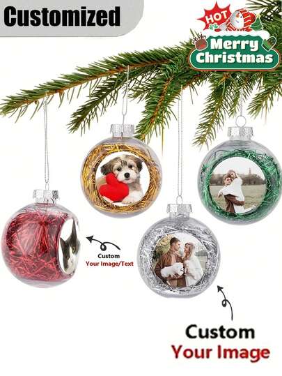 Custom Christmas Photo Balls, Hot Transfer Decoration Blank DIY Christmas Ornaments, 5-Color Sublimation Christmas Tree Ornaments, Christmas Holiday Wedding Party Decoration Christmas Tree Ornaments