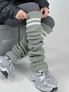 70 cm dzianinowe, bardzo długie i grube, w paski, ciepłe, za kolano, ocieplacze na nogi, jednolity kolor, jesień/zima