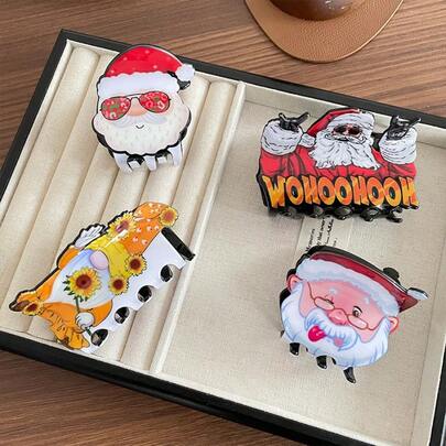 Christmas Decoration Half Bun Hair Clip For Women With Thin Hair, Santa Claus Headpiece Hair Clip