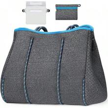 Large Multipurpose Neoprene Beach Tote Bag With Inner Pocket Women/Pool - C1-深灰色 - 查看 9