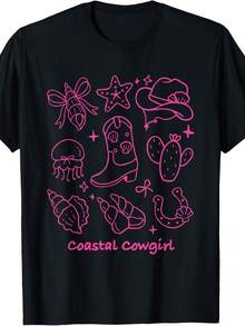Coastal Cowgirl Western Beach Boots Seas Starfish Cactus T-Shirt - 款式6 - 查看 1