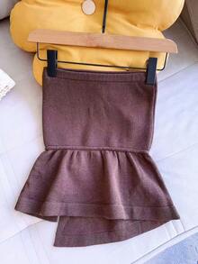 Modal Blouse Strapless In Modal Peplum Knit, Style And Comfort For Any Occasion Women's Fashion - Coffee Brown - View 2
