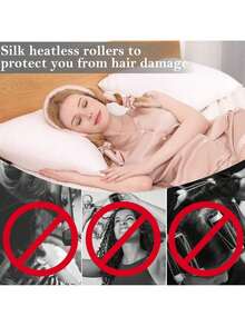 Heatless Curling Rod Headband No Heat Silk Ribbon Curling Rod Hair Roller Curls With Hair Claw Clip Lazy Natural Soft Wave DIY Hair Rollers Styling Tool For Sleep In Overnight (Black)-(The Clips Are Random Styles) - 彩色 - 查看 2