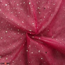 Cinta de tul suave con lentejuelas con forma de estrella y luna CHEONET para decoración de fiestas, manualidades DIY, telón de fondo de boda, decoración de escenario, costura y malla - Multicolor - Ver 2