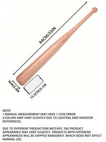 1pc Durable Solid Rubber Wood Baseball Bat, Natural Wood Grain Design, Suitable For Adult Athlete Practice And Training. Available In Multiple Colors, Ideal For Batting Practice, Elegant Baseball Shape, High-Quality Baseball Bat.