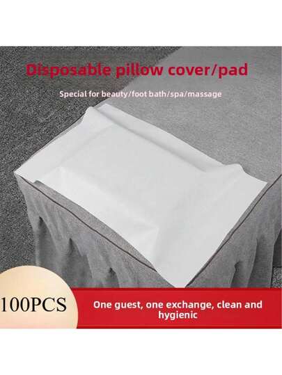 BUCICE 100 peças de lençóis descartáveis para salão de beleza, travesseiro de cabeceira de massagem não tecido, toalha descartável para uso em spa e hotéis