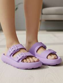 GuGi Unisex Flatform Sandals With Buckles - 中紫紅色 - 查看 11