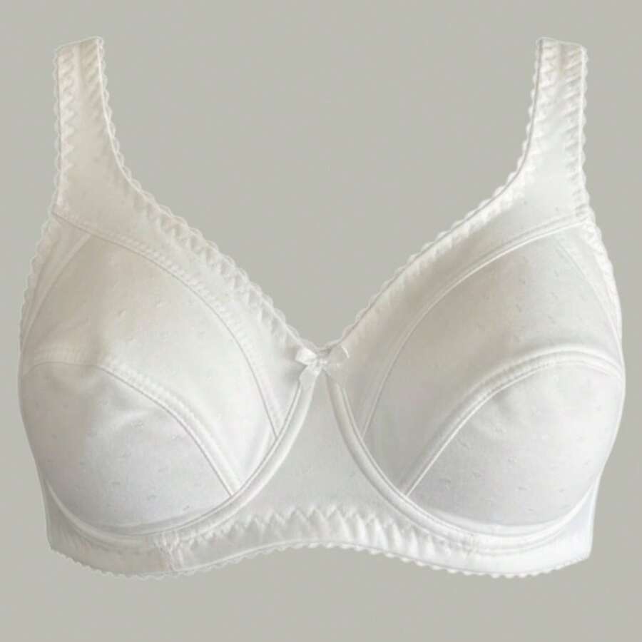 sujetador brasier copa B/C sin varilla ni esponja transpirable para mujer con 3 niveles de sujecion soporte y firmeza detalles bordados 100% algodon comodo y suave para adultos mayores cordones ajustables - Blanco colombia - Ver 1