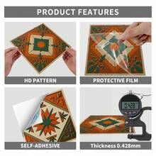 24 Floral Tile Stickers, 4x4 Inches, European Style, Peel And Stick, Waterproof PVC Tile Stickers, Farmhouse Style Kitchen And Bathroom Backsplash Decoration - 黃色 - 查看 6