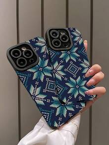 1 pieza Funda de teléfono de invierno de alta calidad con diseño de rayas y copos de nieve, hecha de piel sintética antiarañazos y antihuellas, a prueba de golpes, compatible con Apple y otros modelos, gran regalo para amigos, familia, parejas, cumpleaños, festividades