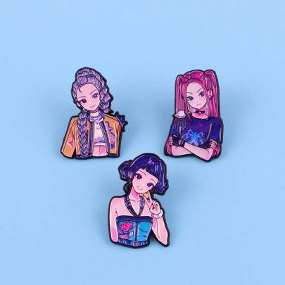 K-Pop Witch Hunting Girl Group Metal Brooch Cartoon Badge, Bag Decoration, Clothing Brooch, Unique Accessory, Holiday Small Gift