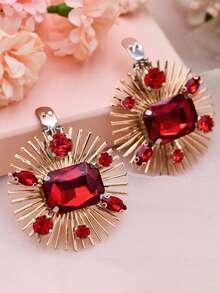 1 Pair (2pcs) Elegant Rhinestone Decorated Red High Heels, Removable Shoe Clips, Suitable For Wedding, Party, Banquet, Prom