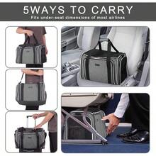 BAGLHER Cat Carrier BagAirline Approved Pet Carrier Soft Side Pet Travel 5 Sides Open Doors 3 Sides Expandable Foldable Dog Carrier With Fleece Pad Grey