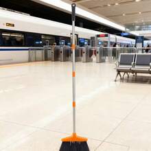 Broom And Dustpan Set With Long Handle And 6 Bonus Cleaning Tools, Upright Standing Combo With Self-Cleaning Teeth & Windproof Dustpan For Pet Hair, Home, Kitchen, Garage, Apartment - Chổi đơn màu đen và cam - Xem 8