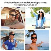 New Anti-Blue Light Smart Glasses, Wireless Calls, Call Reminder/Rejection, Music Playback, Touch Voice Assistant, Suitable For Indoor, Sports, Driving Sunglasses, Unisex, Suitable For Holiday/Birthday Gifts - 黑色 - 查看 7