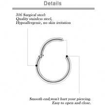 20G 18G 16G 14G 12G 10G Surgical Steel Hinged Clicker Segment Nose Rings Hoop Lip Rings Helix Cartilage Daith Tragus Sleeper Earrings Body Piercing For Women Men 6mm 8mm 10mm 12mm 14mm 16mm{Inchcolor_nameinch:InchSilver-14G(1.6mm)-InnerDiameter:8mm10mm12mm14mminch} - 銀色-14G(1.6mm)-內徑:8mm10mm12mm14mm - 查看 4