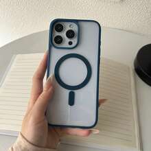 透明藏蓝色边框软胶磁吸充电保护壳，兼容，防震，超薄 - 海軍藍 - 查看 5