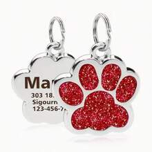 1 Pieza de Placa de Identificación Personalizada para Mascotas, Placa de Identificación en Forma de Garra de Color Rosa para Mascotas, Nombre de Mascota Personalizable, Número de Teléfono, Previene que la Mascota se Pierda, Placa de Identificación con Diseño de Pata de Gato que No se Desvanece, Placa de Identificación para Collar de Perro