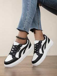 Women Shoes Casual Sneakers, Lace Up Soft Sole Flat Comfortable Skate Shoes For Women, Lightweight Low-Top Daily Shoes