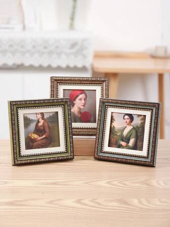 1 pieza Marco de fotos de plástico de estilo europeo vintage de 4x4 pulgadas, adecuado para fotos personalizadas, bocetos, pinturas artísticas, para decoración de pared o mesa del hogar