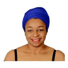 Ankara African Print Soft Headwraps Headband Long Hair Wrap Scarf Turban Tie Jersey Knit African Wraps - 13.皇家藍 - 查看 3