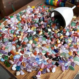 Natural Rainbow Agate Tumbled Stone Mixed Color Crystal Chips - High Quality DIY Craft Material, Suitable For Home Decor (Vase Filler), Jewelry Making, Also A Great Gift For Crystal Lovers On Holidays And Birthdays.