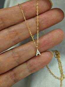 S925 Sterling Silver 26 Letters A-Z Necklace, Daily Wear Gift For Girlfriends, Women And Girls - Gold - View 8