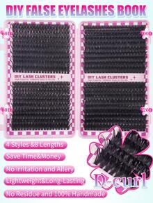 800/720 piezas Rizos DD Cluster Lash de alta capacidad Kit de extensiones de pestañas para principiantes, pestañas individuales duraderas Extensiones de racimos de estilo mixto Extensiones de racimos DIY en casa Maquillaje Belleza Extensiones de pestañas postizas para agrandar tus ojos