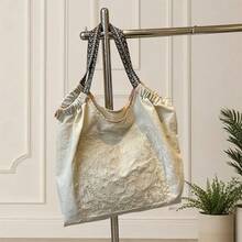 Bolso de mano floral para mujer, moderno bolso de hombro informal, bolso grande para uso diario en la oficina y viajes. - Blanco - Ver 5