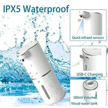 RAF 1 件 380ml/13.28oz 非接触式自动皂液器，500mAh USB 可充电非接触式泡沫皂液器，适用于浴室和厨房